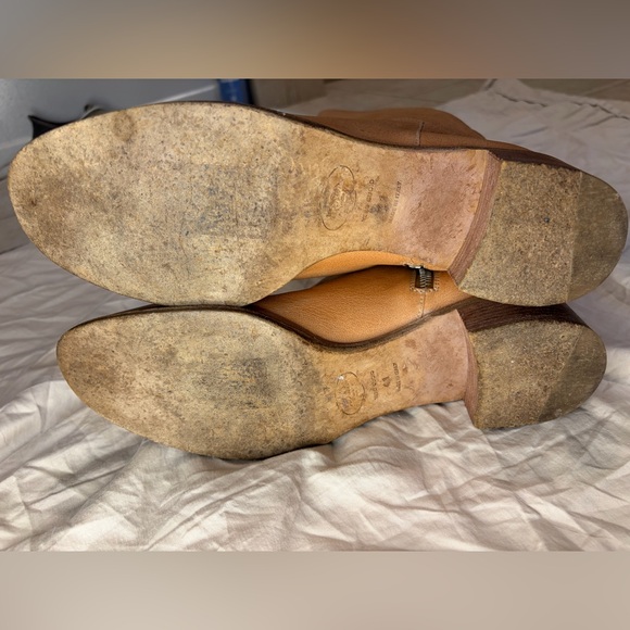 Prada Vintage Slouch Leather Mid-Calf Boots Camel Tan Made in Italy Size 41 / 10 - Picture 4 of 9